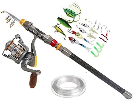 Fishing Rod Reel Combos Telescopic Fishing Pole with Spinning Reel Kit Fishing Lure Kit for Adults Kids Outdoor Sport Travel Freshwater Saltwater Fishing