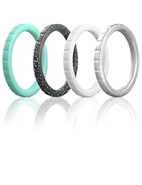 ThunderFit - Anillos de boda de silicona apilables para mujer, 8 anillos, 4 anillos, 1 anillo