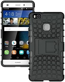 HuaWei P9 Lite Case - Litastore TPU + PC Heavy Duty ShockProof Rugged Impact Armor Hybrid Kickstand Protective Bag Cover Case for HuaWei P9 Lite - Black