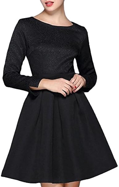 Amazon Yesfashion レディース フォーマル ワンピース ドレス カジュアル フォーマル ドレス 結婚式 パーティー 二次会 長袖 おしゃれ かわいい ひざ丈 ミニ ショー エンボス 加工 長袖 欧美復古風 全三色 大きい サイズ ブラック2xl ワンピース チュニック 通販