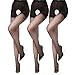 Women’s Sexy Sheer Crotchless Pantyhose - Push-up Satin Open Crotch Free Tights - Reinforced Toe (3 Pair 15D Black)