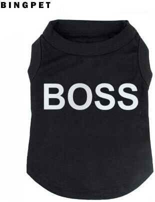 Fashion Shop Boss Letter Printing Cotton Dog T-shirt Multi Color for Choose-Black M