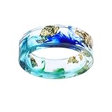 New Arrival Handmade Ocean Style Colorful Ink Transparent Resin/Plastic Women/Men's Charm Ring