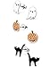 ICYROSE 925 Sterling Silver NEW Set of 3 Pairs Halloween Ghost Black Cat and Jack Pumpkin Stud Earrings (Nickel Free)