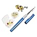 Lixada Pen Fishing Rod Reel Combo Set Telescopic Pocket Fishing Rod Pole plus Reel Aluminum Alloy Fishing Line Soft Lures Blue