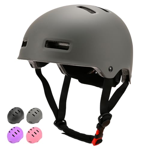 LOKJIJI Verstellbarer Fahrradhelm Skaterhelm für Mädchen Jungen Kinder Jugend Erwachsene, Kinder Schutzhelme für Multi-Sportarten Fahrrad Skateboard Skaten, Gra