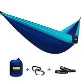 Gonex Portable Camping Hammock, Nylon Parachute Single Hammock for Travel Camp with Hammock Straps, Ultralight (Dark blue+Light blue)