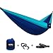 Gonex Portable Camping Hammock, Nylon Parachute Single Hammock for Travel Camp with Hammock Straps, Ultralight (Dark blue+Light blue)