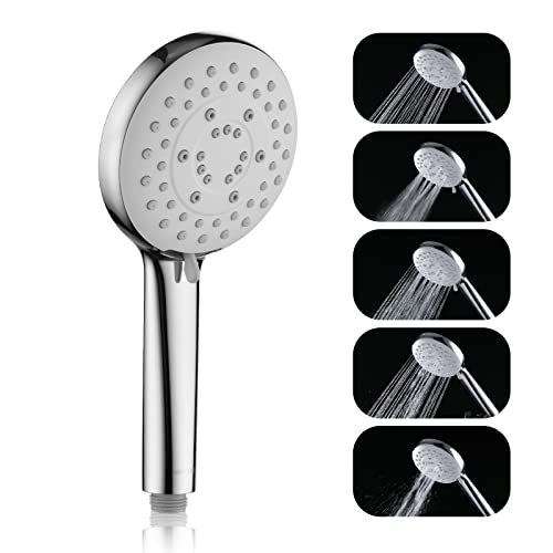 Shower Head with High Pressure, Watersong Water Saving Handheld Shower with 5 Spray Settings, Adjustable Flow, Universal Bathroom Showerhead Easy Install in 2 Minutes Easy Clean with Silicone Jets