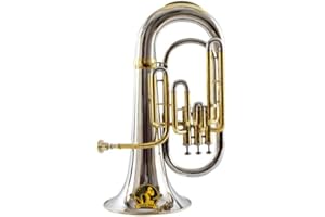 SOUND SAGA Euphonium 3 Valve Bb Pitch Including Mouthpiece and Carry Case. (BRASS NICKEL)