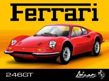 Ferrari 246GT Metal Sign: Automobiles and Cars Decor Wall Accent