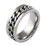 AnaZoz Jewelry fashion spinner rings for men and women 316 L stainless steel chain cuban style wedding