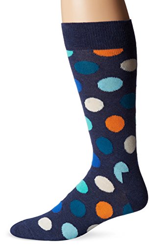 Happy Socks Men's 1 Pack Durable Unisex Combed Cotton Crew, Navy Combo, Sock Size: 10-13/Shoe Size:9-11