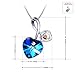 PLATO H Swarovski Element Necklace Cupid's Arrow Love Heart Pendant Necklace for Women, Ocean Blue Heart Crystal Necklace, Blue Heart Arrow Pendant Necklace, Blue Heart Birthstone Necklace