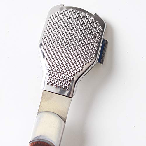 Foot Care Pedicure Callus Shaver by Connie Cona Dry Rough Skin Rasp Scraper Callus Remover Corn Cutter Wood Handle (Tin Box Pack with 10Pcs Shaving Blades)