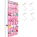 Unjumbly Over-the-Door Shoe Rack, Pink, 24-Pocket, Oxford Fabric, Easy to Use, Multifunctional