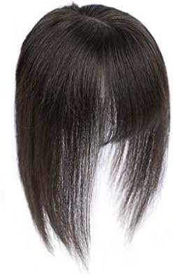 Moreal 12" Clip in Bangs with Natural Scalp Straight Human Hair Extensions Top Hair Piece Closure for Women