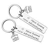 New Home Keychain New Home New Adventures Keychain First Home Gift Housewarming Gift Realtor Closing Gifts House Keyring (2 Pack)