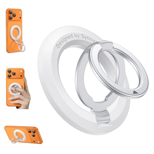 SYNCWIRE for MagSafe Ring Holder, Magnetic Phone Ring Holder Magnet Cell Phone Grip Finger Ring Kickstand Compatible with iPhone 17 16 15 14 13 12 Pro Max fits MagSafe Accessories