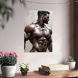HMLZSJ Nude Muscle Male Torso Portrait Art Gay