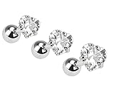 BodyJ4You 16 Gauge Heart Crystal Cartilage Tragus Barbell Set of 3