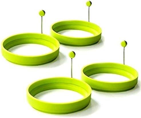 Fried Egg Rings,Non Stick Pancake Moulds,Egg Cooking Rings, Perfect Fried Egg Mold or Pancake Rings(4 Packs)-Green
