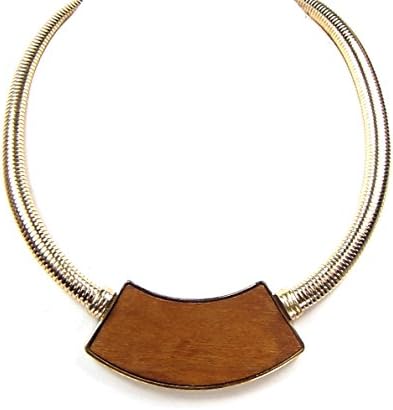 Madison Kate Fashion Trendy Snake Chain Collar Geometric Pendant Necklace Gold Tone