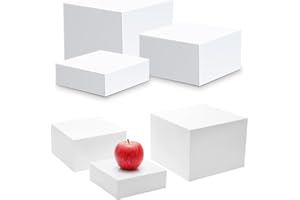 6 Pcs Buffet Risers White Acrylic Display Stands Cube Boxes with Hollow Bottoms Decorative Stand 6 Sizes for Jewelry Candy Ta