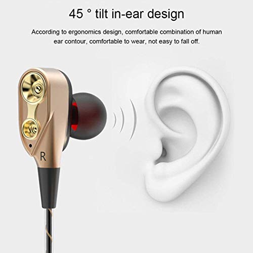 Dual Bass Speakers Earphones HiFi Headset Earbuds in-Ear Headphones Built in Microphone for Laptops, Desktop PC Computers, Samsung iPhone Mobile Phones and Other 3.5mm Jack Support Audio Devices EP801