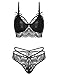 klier Sexy Lingerie for Women Lace Babydoll Bodysuit 2 Piece Sexy Bra and Panty Sets Black