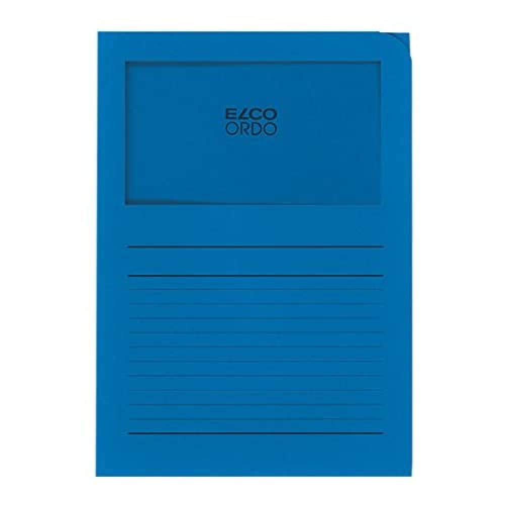 ELCO Ordo Classico 220x310 mm 120GSM Paper Folder with Printing and 180x100 mm Window (Box of 100) - Dark Blue