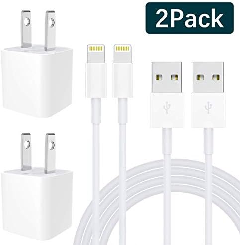 TNSO iPhone Charger, MFi Certified 2-Pack Charging Cable and USB Wall Adapter Plug Block Compatible iPhone XS/Max/XR/X/8/8 Plus/7/7 Plus/6/6S/6 Plus/5S/SE/Mini/Air/Pro Cases (White)