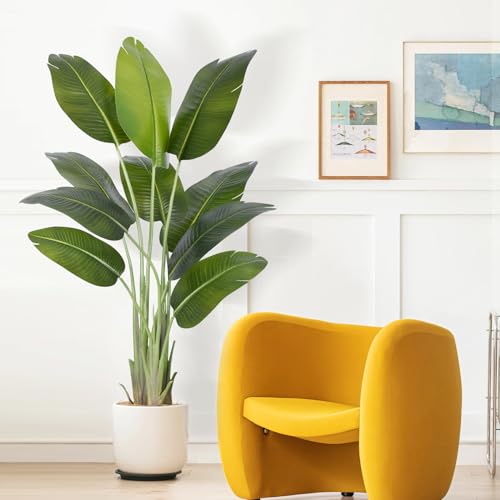 ZEEOZE Artificial Plant Bird of Paradise 150 cm Decorative Artificial Plants with 10 Banana Leaves, Large Indoor Artificial Plant with White Pot for Home Decoration Living Room Home Room Decor