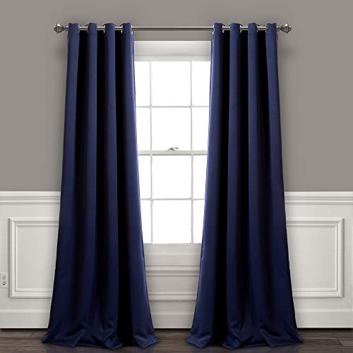 Lush Decor Insulated Grommet Blackout Curtains Panel Pair, 52 W x 84 L, Navy