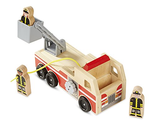 Melissa & Doug Wooden Fire Truck with 3 Firefighter Play Figures