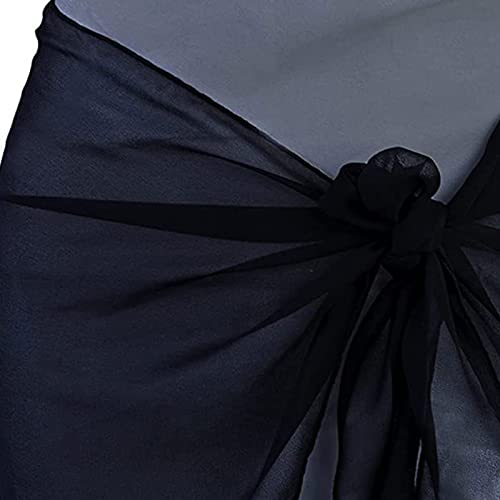 Sorandy 2 Pieces Women's Short Sarongs Swimsuit Coverups, Beach Wrap Sheer Bikini Wraps Short Skirt Chiffon Scarf for Swimwear Vacation, Universal Size, White and Black