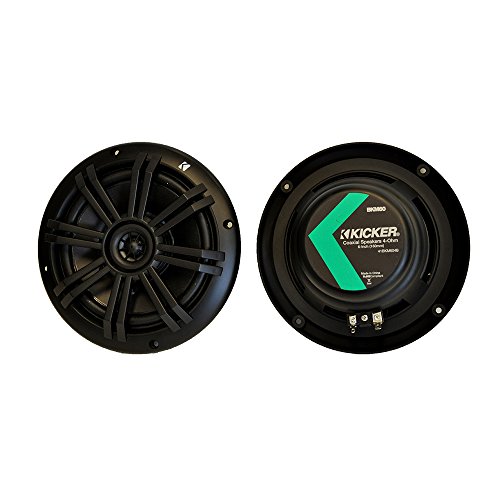Kicker Black OEM Replacement Marine 6.5" 4 Ohm Coaxial speaker Bundle - 4 Speakers