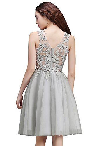 MisShow-Damen-Elegant-Ballkleid-kurz-Abendkleider-rmellos-Perlstickerei-Jugendweihe-Kleider-Abschlusskleid-Knielang-Gr32-46