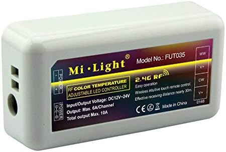 LIGHTEU, Milight Miboxer Dual White WW/CW Color led Strip Controller, Warm White to Cool White Color temprature Adjustable, fut035