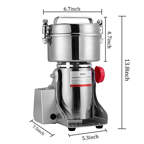 APWONE 500gram Electric Spice Grinder Powder LCD Digital Stainless Steel Ultra Grinder Machine Pulverizer for Kitchen Herb Spice Pepper Coffee Corn - Thumbnail 3