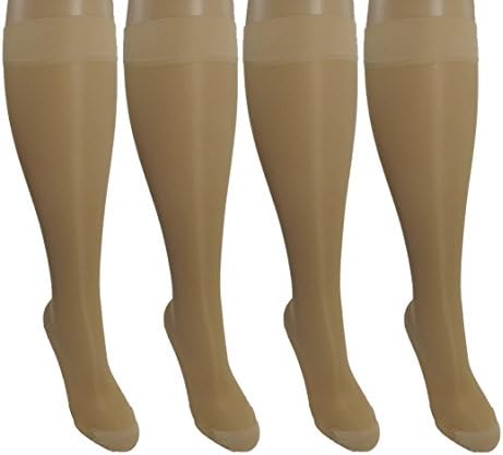 4 Pair Sheer Ladies Graduated Compression Socks, Moderate/Medium Graduated Compression 15-20 mmHg. Nurses, Work, Therapy, Shin-Splints, Edema, Pregnancy/Maternity, Travel & Flight Knee-High Hosiery.