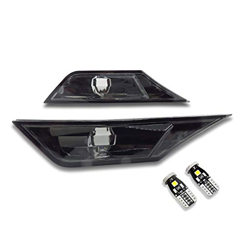 AutoJoy Club JDM Smoked Lens White Full LED Bulb Front Side Marker Light Kit Fit 2016-2020 10th Honda Civic, Powered by 90-SMD LED, Replace OEM Sidemarker Lamps