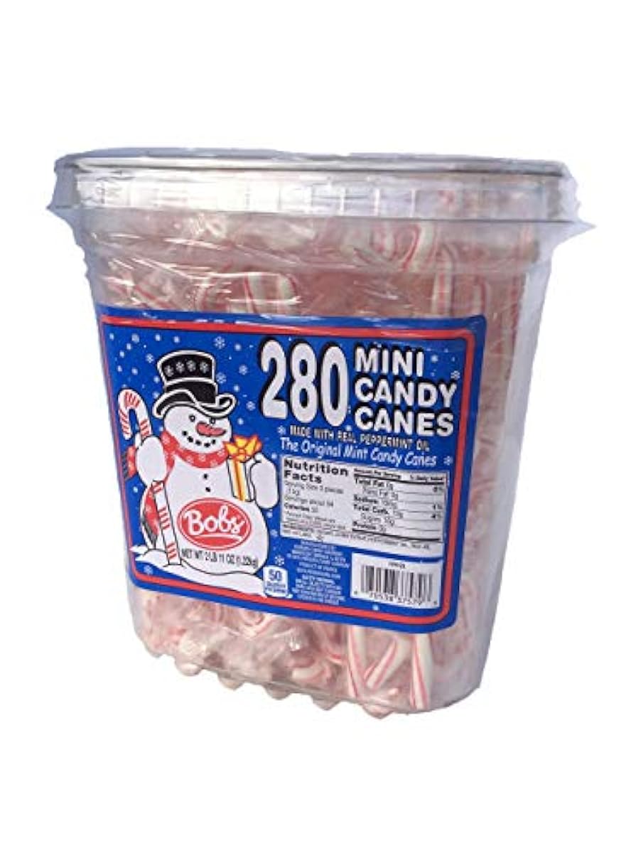 Bobs Red & White Mini Peppermint Candy Canes, 280 Count Tub, 43 oz
