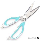 Kitchen Scissors - Multi-Function Kitchen Shears, Heavy Duty, Razor-Sharp Stainless Steel, Easy-Clean, Dishwasher-Safe (Ocean Blue)