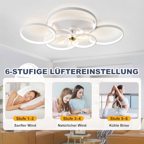XSXUDODP Modern Ceiling Fan with Lights, LED Ceiling Light Dimmable Fan, 86 cm Lamp with Ceiling Fan for Living Room, Bedroom