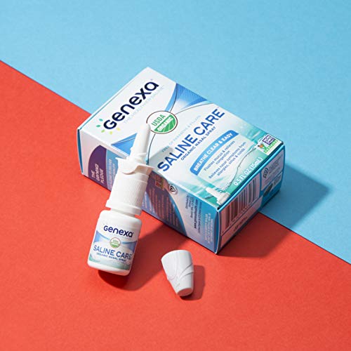 Genexa Saline Care - 0.5 FL OZ (15 mL) | Certified Organic & Non-GMO Nasal Saline Spray | Free of Parabens & Chemicals