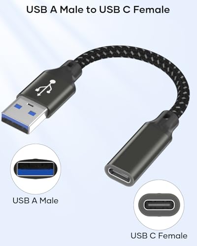 layajia Adaptador USB Tipo C a USB 3.0, Cable OTG Tipo-C Macho a USB Hembra Convertidor Compatible con iPhone 17/16/15 Pro MAX, iPad Mini/Pro, MacBook Pro/Air, Samsung Galaxy S25-0,5m