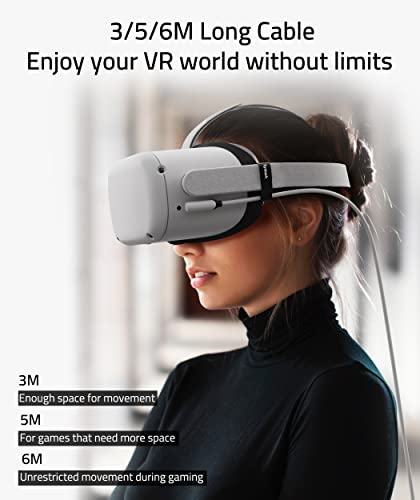 Syntech Link Cable 5m Compatible with Oculus/Meta Quest 3/Meta Quest 3S, Quest2/Pro/Pico 4/Ultra Accessories and PC/SteamVR, High Speed PC Data Transfer, USB 3.0 to USB C Cable for VR Headset