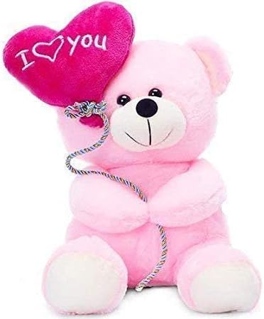 Star Enterprises Cute Soft Toy I Love You Balloon Heart Teddy Bear Gift for Girlfriend / Birthday / Valentine Day Pink 22 cm