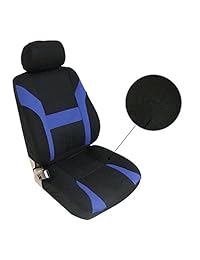 Funda de asiento cciyu Universal cojín de asiento de coche w reposacabezas volante hombro almohadillas para orejas   100  transpirable lavable de Automotive asiento fundas de repuesto para la mayoría de coches camiones Vans (azul sobre negro)